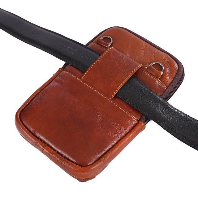 Bolsa cruzados de cuero de vaca Paquete de cintura masculino con múltiples bolsillos Suave para deportes al aire libre Ndcxsfigh Para Estrenar