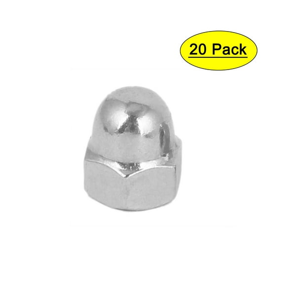 1/4"-20 304 Stainless Steel Dome Head Cap Hexagon Nuts Silver Tone 20Pcs