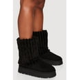 thumbnail image 2 of Women's Ribbed Faux Fur Round Toe Platform Booties, 2 of 3