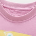 thumbnail image 7 of VNKIDY Girls Kids 2 Piece Casual Outfit Short Sleeve Crewneck Sun Print Sunny Lettering TShirts Matching Striped Loose Fit Shorts For Summer Daily Wear Pink 120, 7 of 7