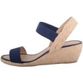 thumbnail image 5 of ABSOLUTE FOOTWEAR Womens Wedged Elasticated Strap Woven Contrast Colour Sandals - Navy - US 8, 5 of 7