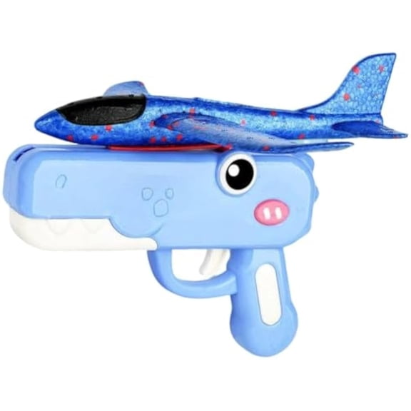 Dinosaur Airplane Launcher Toy, Airplane Toy, Foam Glider Catapult Plane, Foam Glider (Blue)