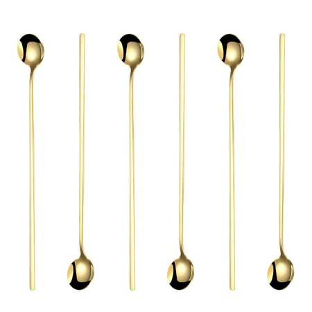 

6pcs Set Spoon Stainless Steel Long Handle Scoop Coffee Stirring Teaspoon Ice Cream Scoop Home Restaurant Kitchen Tableware
