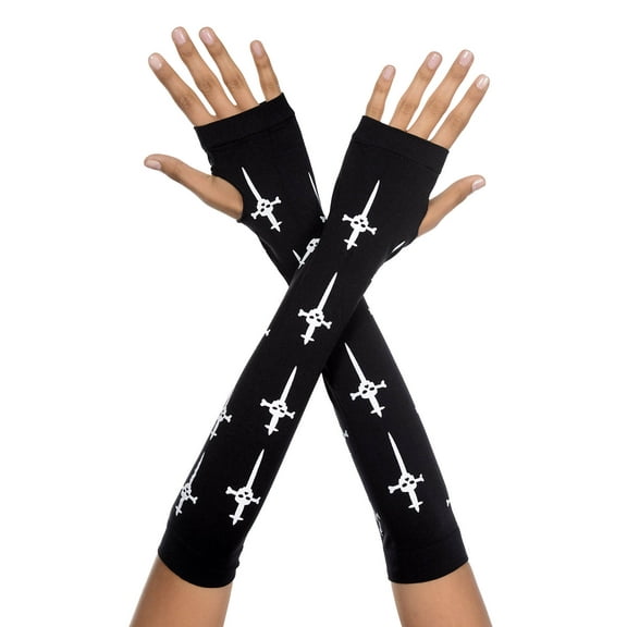 Gothic cross fingerless gloves 468-BLACK/WHITE