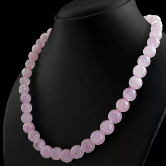 K-KED Fashion Natural 8/10/12mm Pink Rose Quartz Gemstone Round Beads Necklace 18'' AA-10 mm