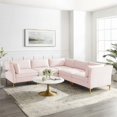 thumbnail image 4 of Modway Ardent 5-Piece Performance Velvet Sectional Sofa in Pink, 4 of 11