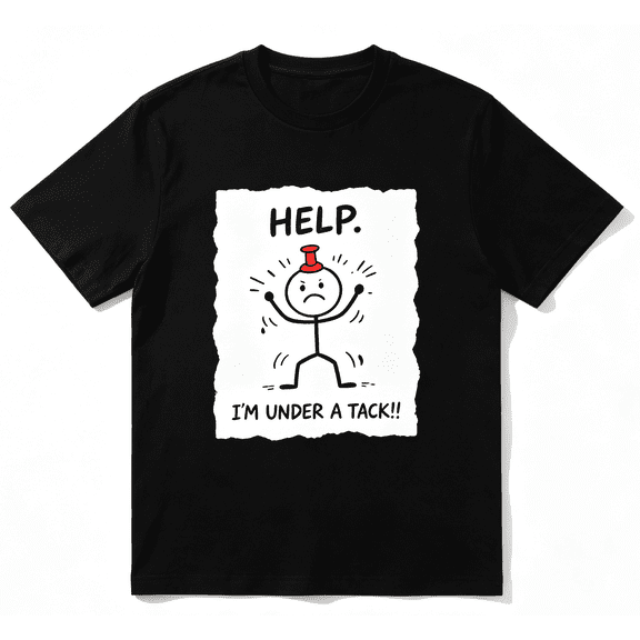 Men' & Funny "Help I' Pinned" Sticky Humor T-Shirt - Retro Clapper Design, Relaxed‑Fit Machine Washable Casual Holiday Gift Apparel,Graphic Shirts