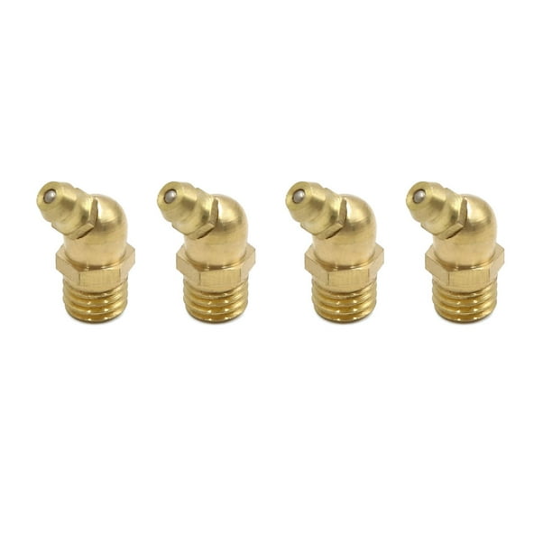 4Pcs Rosca M10 X 1.5 Racor de Latón Boquilla de Grasa Engrasador 45 Grados para Coche