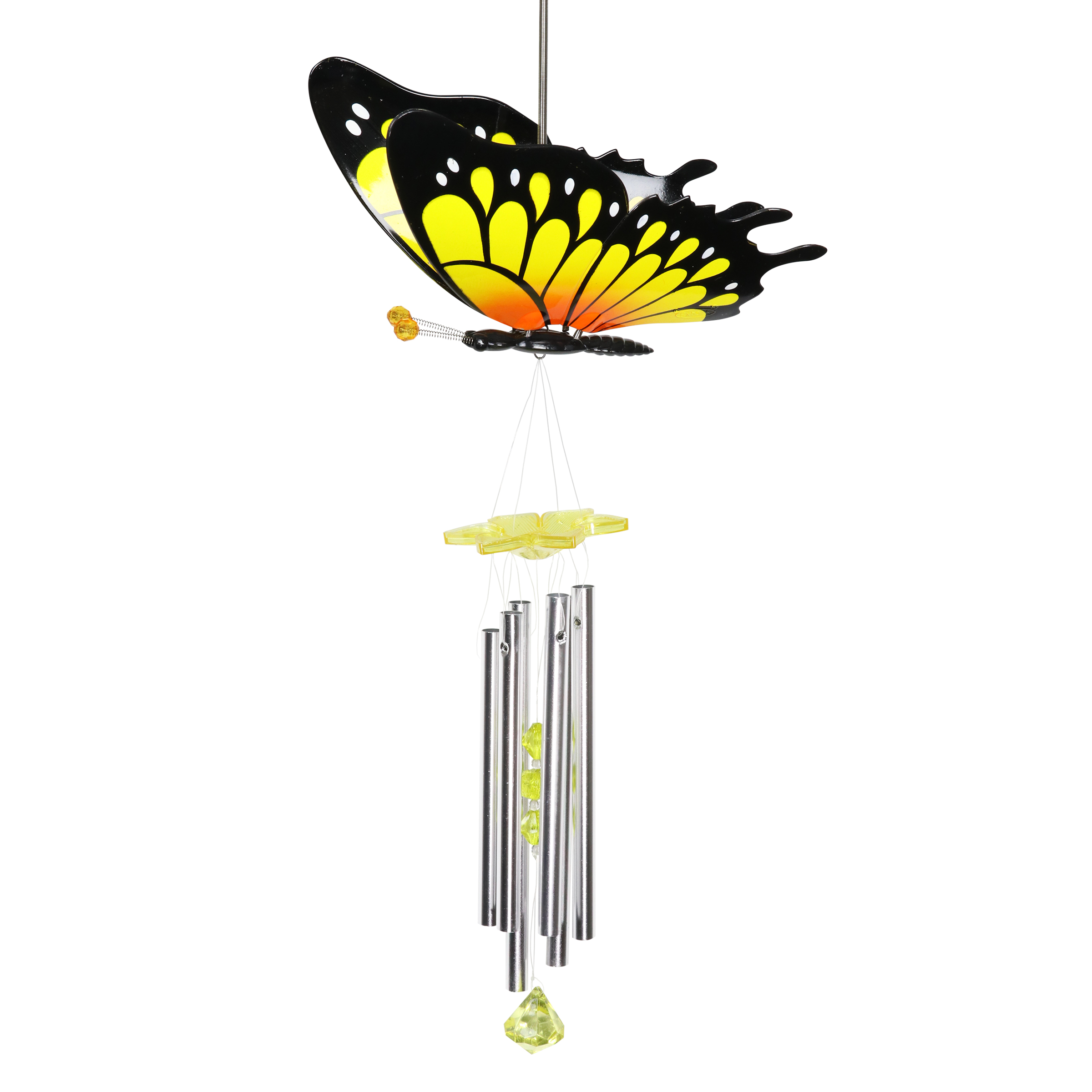 Exhart Large WindyWings Butterfly Wind Chime in Yellow, 11 by 24 inches