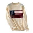 thumbnail image 1 of Tricot à la Mode Automne Hiver pour Femmes Motif Drapeau National Col Rond Manches Longues Décontracté Confortable Chaud, 1 of 8