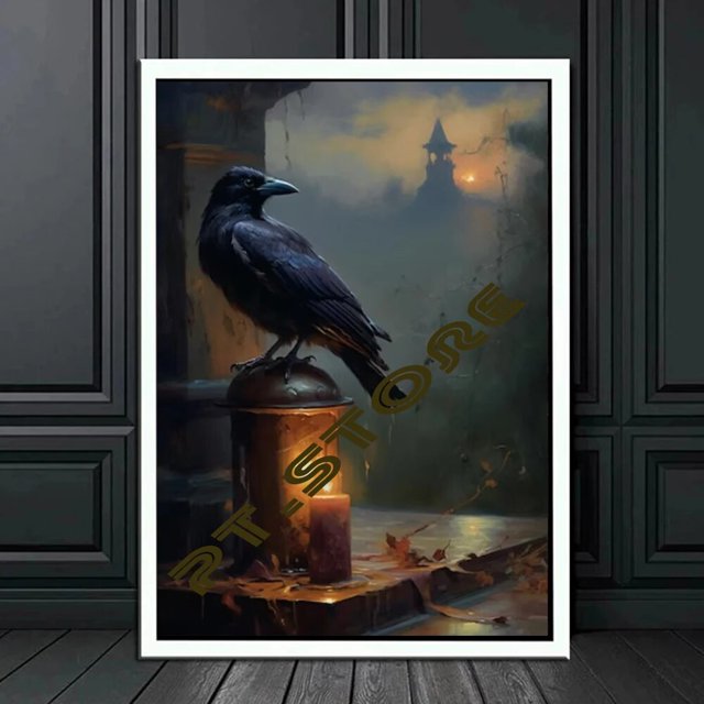 Póster de pared de arte de la Academia oscura, Victoria Crow, bruja, fantasma, decoración de fondo de Halloween, impresión de imagen gótica, pintura en lienzo
