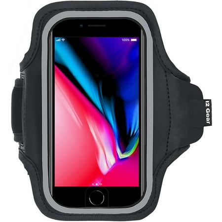 i2 Gear Running Armband for Samsung Galaxy S22, S20, S10 & iPhone 14, 13, 12, 11 - Jet Black