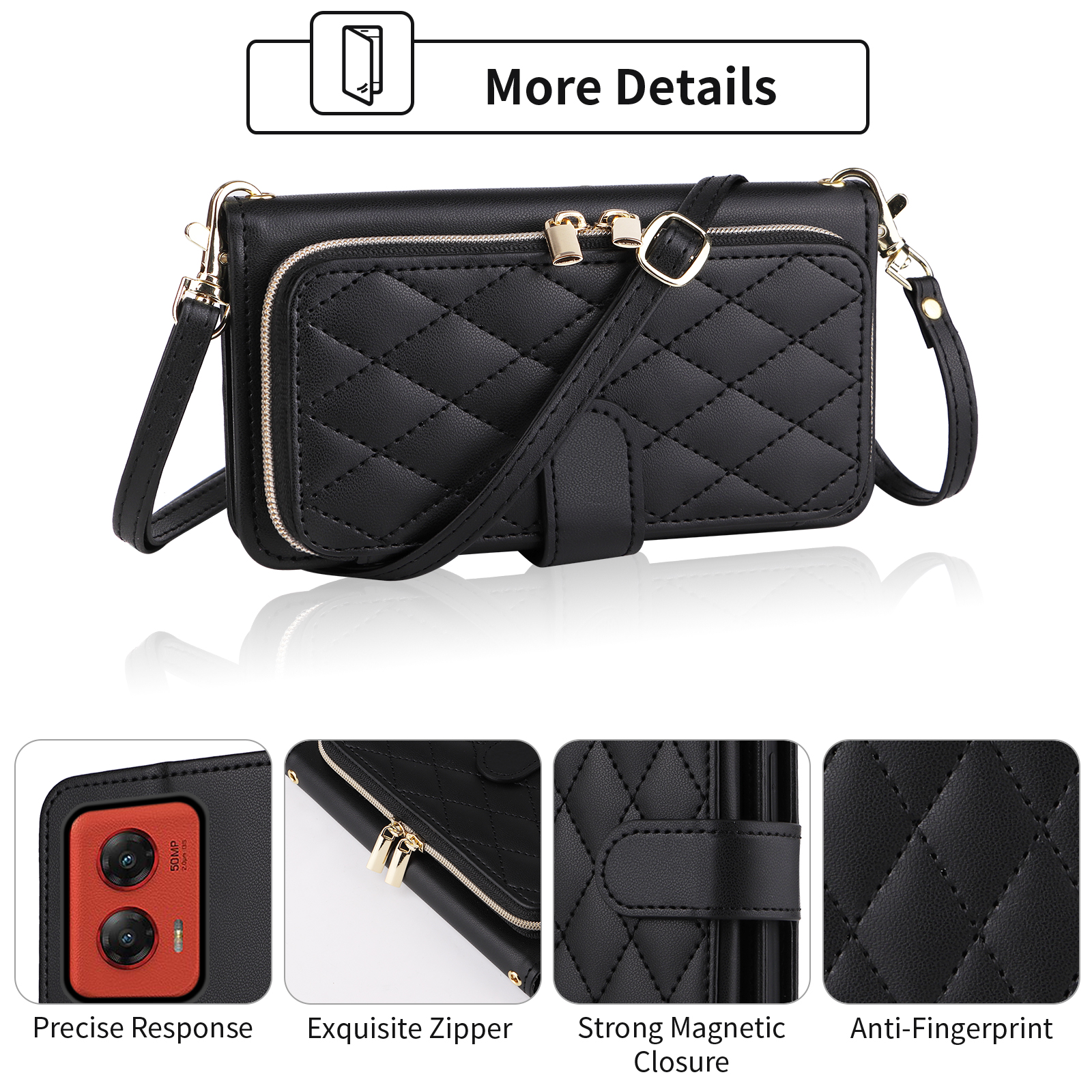 Furiet Argyle Moto G Stylus 5G 2024 Wallet Case, Black photo 6