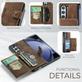 thumbnail image 2 of Wallet Case for Samsung Galaxy Z Fold5 with Detachable Card Holder Cover, Premium PU Leather Slim Kickstand Magnetic Closure Soft Silicone Shockproof Protective Phone Case, Brown, 2 of 8