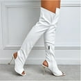 thumbnail image 2 of Fesfesfes Chelsea Boots for Teen Girls Square Toe Cut-out Shoes Over-the-knee Boots Slim Heels High Heel Sandals Outwear US:7(39), 2 of 9