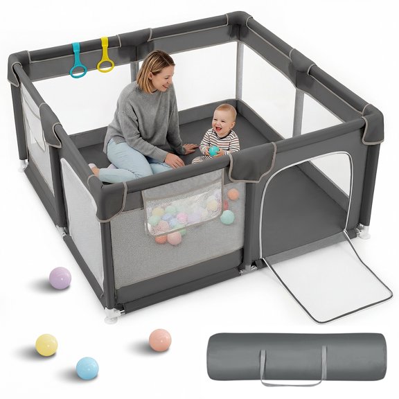 Large Baby Playpen, 50*50inch Activity Center Playard for Babies and Toddlers, Gray
