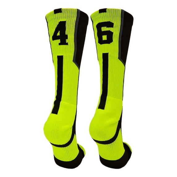 Player Id Black/Electric Green Number Crew Socks (#46, Large) - #46,Large