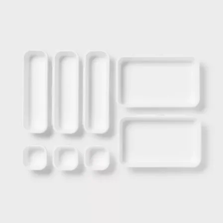 8pc Plastic Drawer Organizer Set White