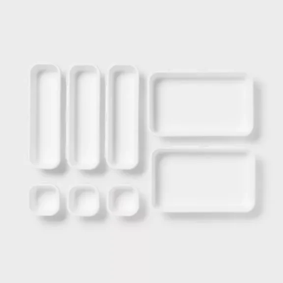8pc Plastic Drawer Organizer Set White