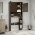 thumbnail image 2 of Aiho Over the Toilet Storage Cabinet, Space Saver Bathroom Organizer Above the Toilet with Adjustable Shelves & 2 Side Hooks, Perfect for Bathroom, Laundry, Dark Brown, 2 of 10