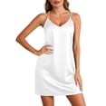 thumbnail image 2 of Aimik Nightgown Dress for Women Summer Solid Color Bedroom Mini Dress Knee Length Glossy Soft Sleepwear Slip Dress, 2 of 6