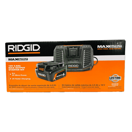 Ridgid Max Output Starter Kit 18V Lithium 4.0Ah Battery and Charger Set AC9540