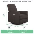 thumbnail image 3 of Evolur Harlow Power Recliner Glide Rocker with USB Port, Charcoal, Greenguard Gold Certified, 3 of 16