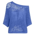 thumbnail image 5 of RongHuan Womens Summer Tops Scoop Neck Short Sleeve Sweater Casual Crochet Hollow Out Knit Pullover Shirts Beach Coverup, 5 of 7
