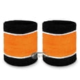 thumbnail image 2 of COUVER 3 Inch Striped Terry Cotton Athletic Sweat Wristbands Black Light Orange 2 Pairs (Mens), 2 of 7