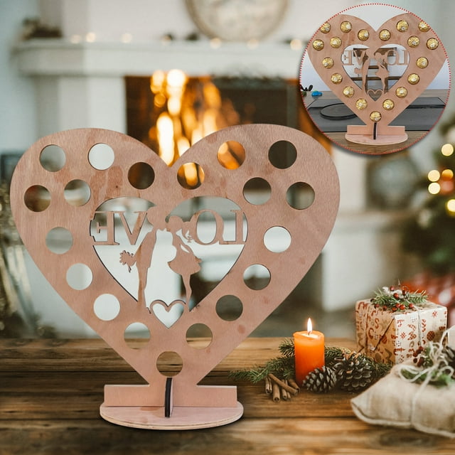 Wooden Heart-shaped Love Chocolate Frame Decoration Heart Wedding Display Stan