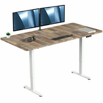 VIVO Electric Dual Motor 71” x 36” Desk, Reclaimed Wood Top, White Frame