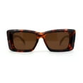 thumbnail image 1 of Womens Diamond Cut Beveled Mod Plastic Rectangle Sunglasses Tortoise Beige Brown, 1 of 4