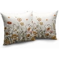 thumbnail image 2 of Fall Floral Outdoor Pillow Covers 16x16 Set of 2 Burnt Orange Wild Flowers Throw Pillows Case Autumn Colored Wildflower Decorative Farmhouse Cushion Covers for Sofa Couch, 2 of 6