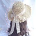 thumbnail image 4 of Sombrero de paja plegable para mujer, sombrero de playa para vacaciones, con lazo, aleros grandes, fino y transpirable, novedad de verano, 4 of 4