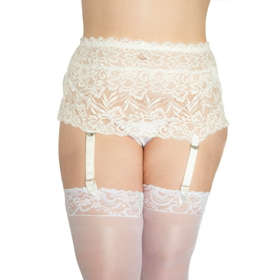 Womens Plus Size Floral Lace Nickel Free Adjustable Garterbelt Garter Belt for Stockings Lingerie
