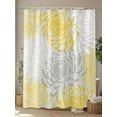 thumbnail image 4 of Fsddascl Yellow White Shower Curtain Set - Extra Long 72" x 96" Washable Bathtub Curtain with 12 Hooks, Abstract Grey Chrysanthemum Flower Floral Waterproof Fabric Stall Shower Curtains for Bathroom, 4 of 6