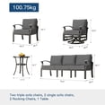 thumbnail image 4 of Gotland 10 PieceAluminum Patio Furniture Set,Modern Metal Outdoor Patio Furniture w/5.1'' Thick Cushion,Swivel Chairs and Rectangular Coffee Table,Patio Conversation Sets for Porch,Deck,Gray, 4 of 7