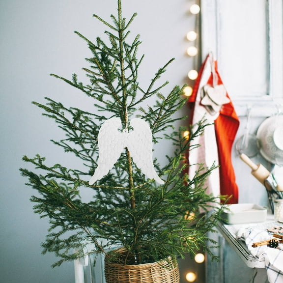 LOLIPPYY 3Pcs White Angel Wings Christmas Pendant for Tree Decor and Festive Ambiance