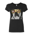 thumbnail image 1 of Tee Hunt Bulldog Wearing Glasses Women's T-Shirt Cute Dog Swag Pet Lovers Urban Shirt, Black, Large, 1 of 5