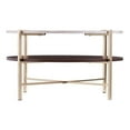 thumbnail image 3 of Maklaine 2 - Tier Round Faux Marble Top Cocktail Table in Brass / Dark Tobacco, 3 of 3