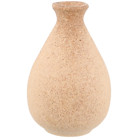 OULII Khaki Wood Handmade Unique Shape Flower Vase Home Office Decor 1 Count