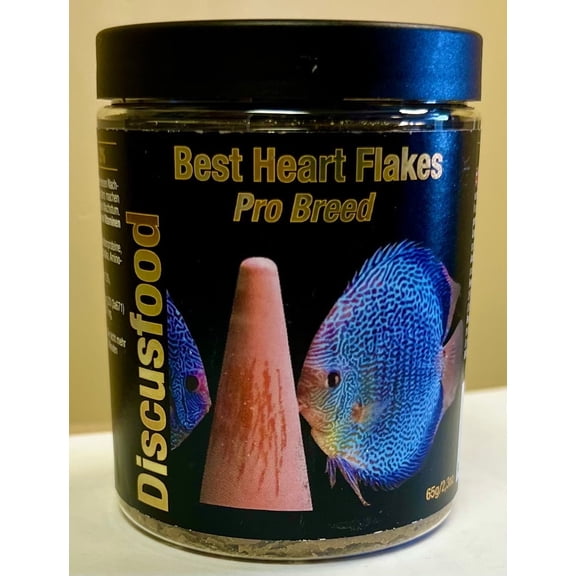 Discusfood Best Heart Flakes Pro Breed, Fish Food, 2.3 oz