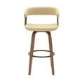 thumbnail image 5 of Topanga 30.5" Swivel Walnut Wood Bar Stool in Cream Faux Leather with Golden Bronze Metal, 5 of 9
