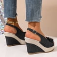 thumbnail image 3 of Womens Casual Wedge Sandals Platform Shoes Classic Retro Sandals Bohemian Wedge Heels Black Size 7, 3 of 6