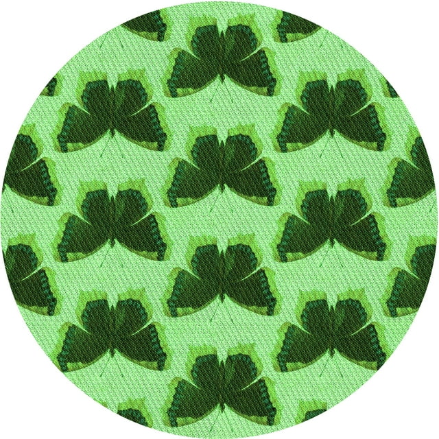 Ahgly Tapis Rond Lavable en Machine Intérieur Transitionnel Vert Émeraude Profond, 4 Pieds Rond