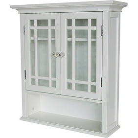 Ikayaa Modern 2 Door Wall Cabinet With Glass Doors Shelves
