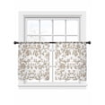thumbnail image 2 of Khaki Flower Semi Sheer Curtains 54 Inch Length 2 Panels Set, Vintage Farmhouse Boho Leaf Spring Plant Sheer Kitchen Curtain Privacy Voile Window Curtain for Living Room Bedroom Rod Pocket Drapes, 2 of 7