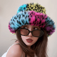 thumbnail image 4 of Sombrero de pescador de piel sintética de 58-60 cm XL para mujer, de invierno, cálido, de lujo, de gran tamaño, para exteriores, para niña, para fiesta, gorra Panamá larga de piel a la moda, 4 of 5