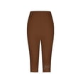 thumbnail image 5 of Capri Leggings for Women Tummy Control High Waisted Plus Size Summer Gym Workout Yoga Capris Pants Stretch Tights (Brown,M), 5 of 5