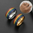 thumbnail image 2 of Rainbow Pride Ring Stainless Steel Unisex Jewelry Drop Shape Band In Gold Or Silver Finish For Men And Women Gift Ready, 2 of 5